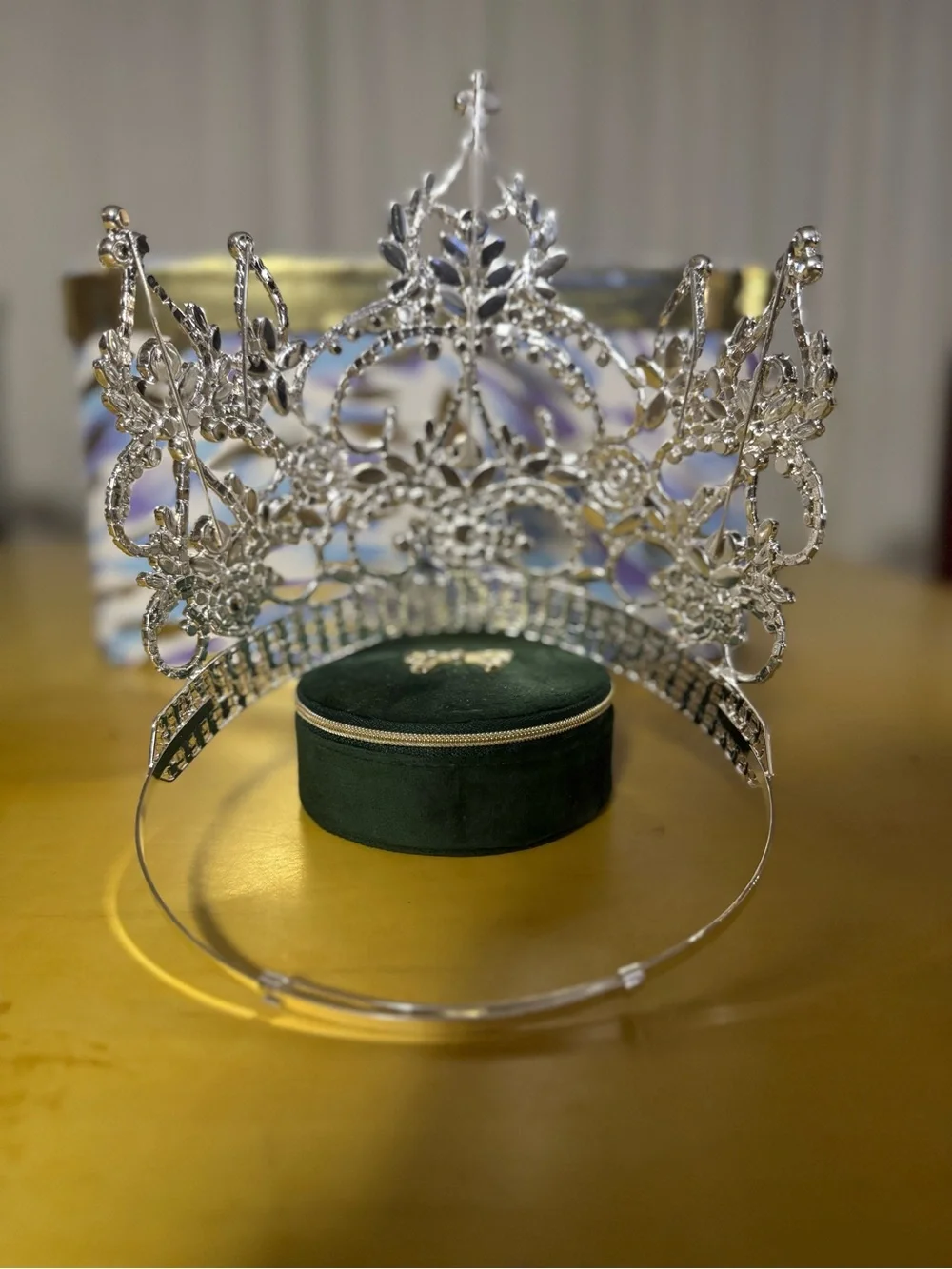 Crystal Pageant Tiara with Red Accents